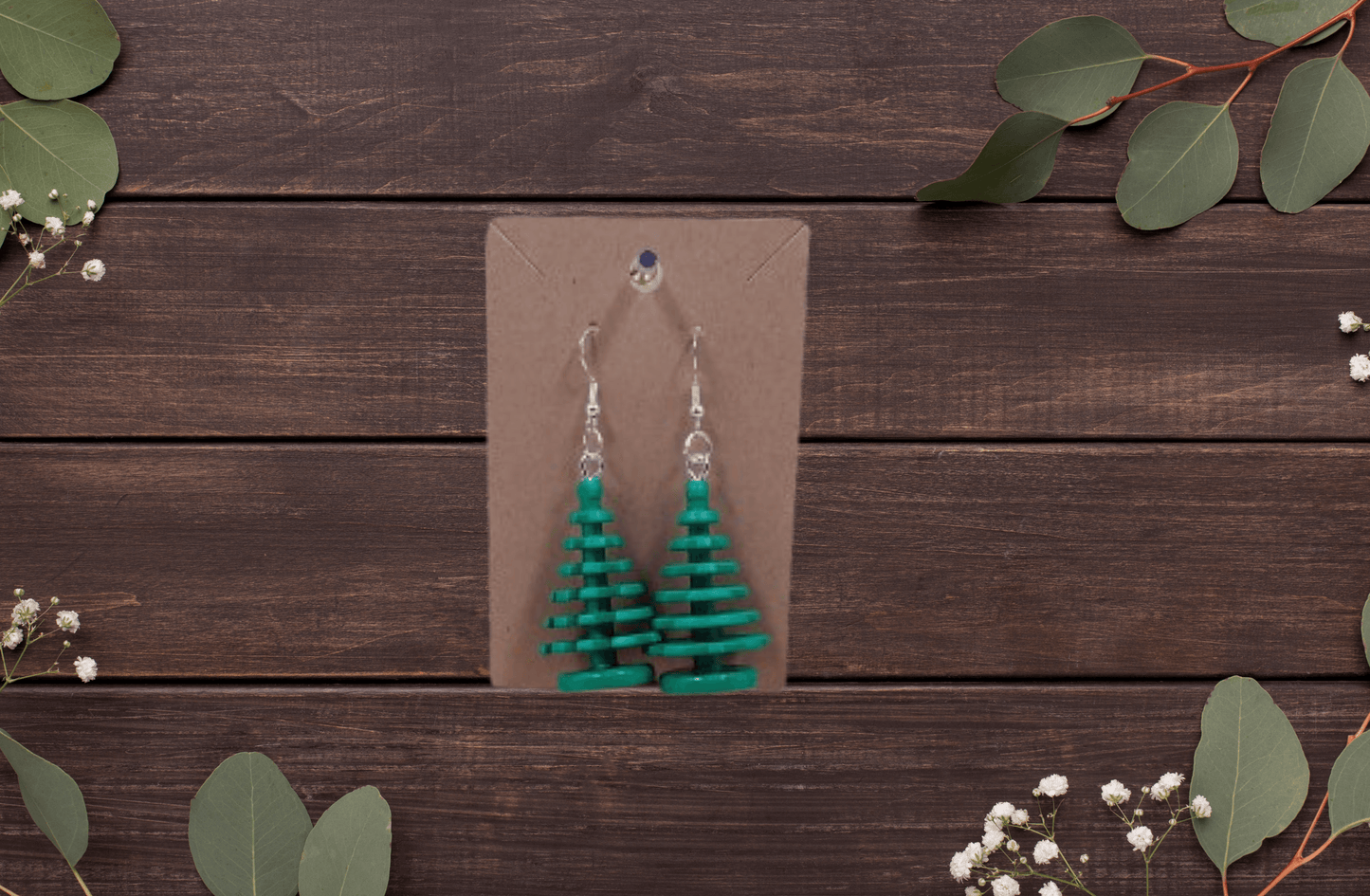 Lego® Molded Tree Dangling Silver Plated Hook Earrings - Vegas Custom Creations