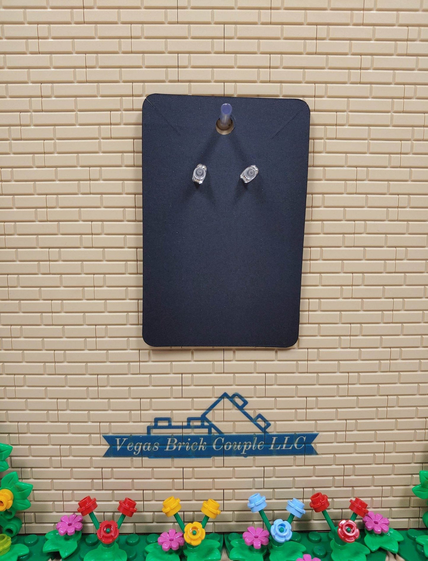 Lego® Black Star Round Tile Stud Earrings - Vegas Custom Creations