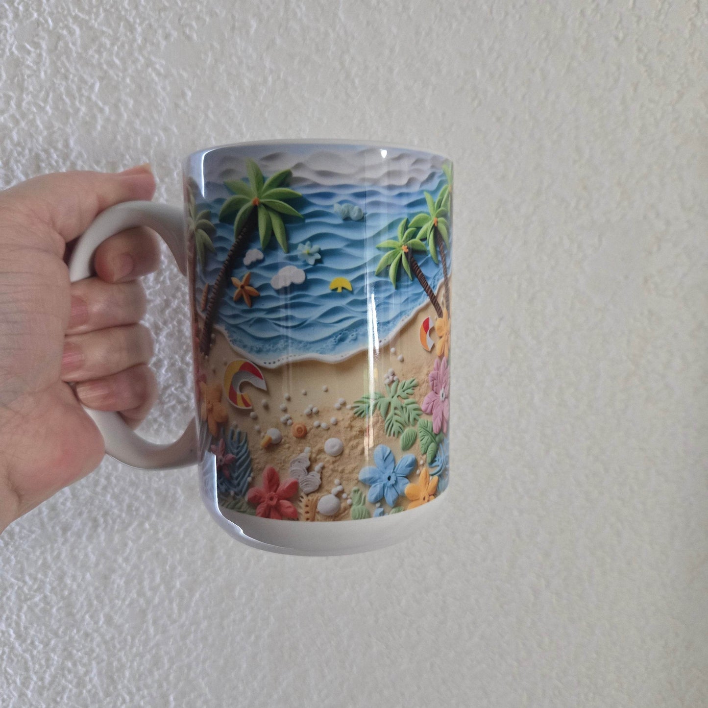 3D Beach Scene 11oz or 15oz Coffee Mug - Vegas Custom Creations