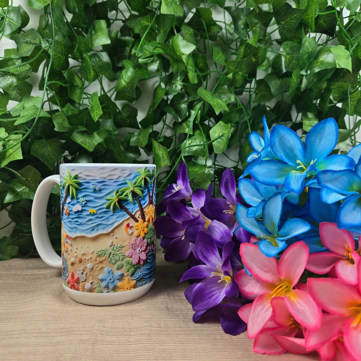 3D Beach Scene 11oz or 15oz Coffee Mug - Vegas Custom Creations