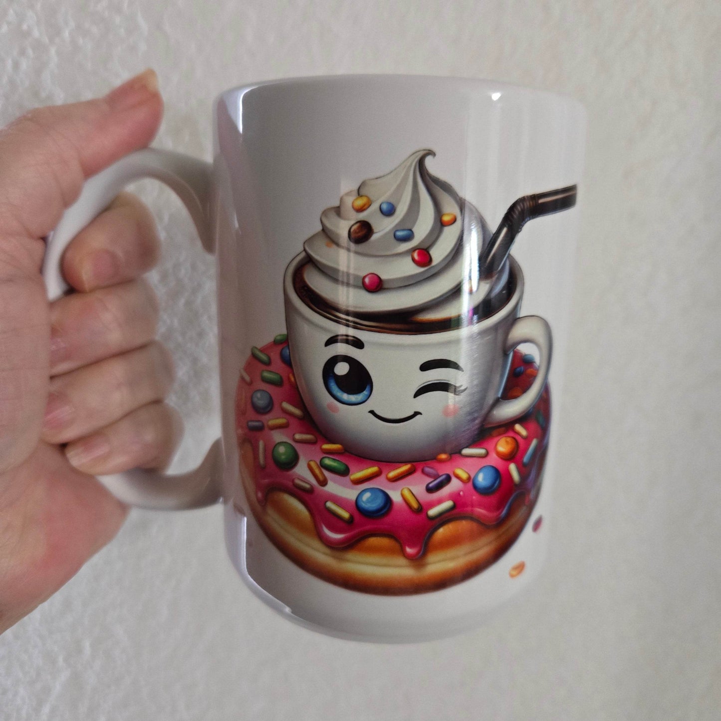 Hot Cocoa and Donut 11oz or 15oz Coffee Mug - Vegas Custom Creations