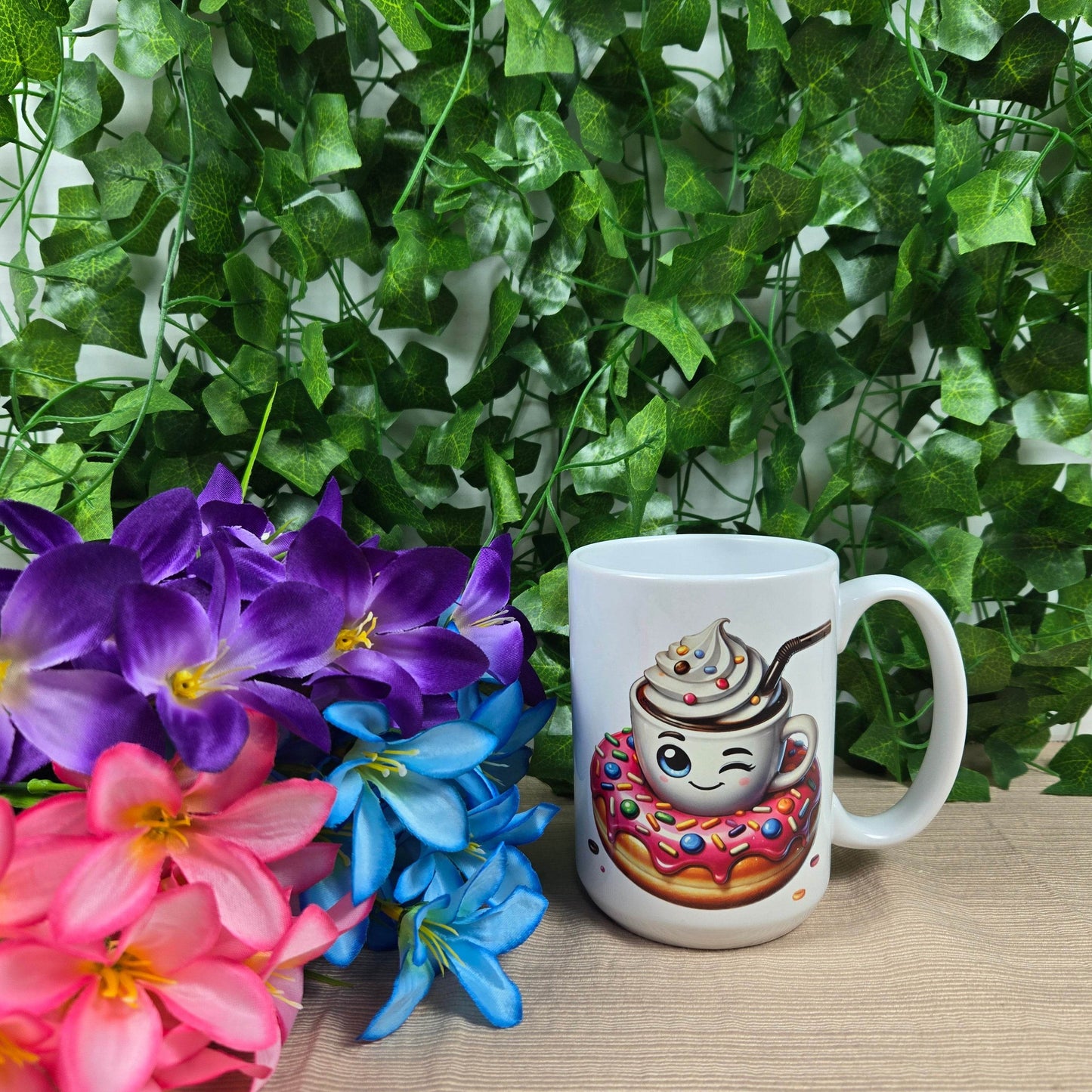 Hot Cocoa and Donut 11oz or 15oz Coffee Mug - Vegas Custom Creations