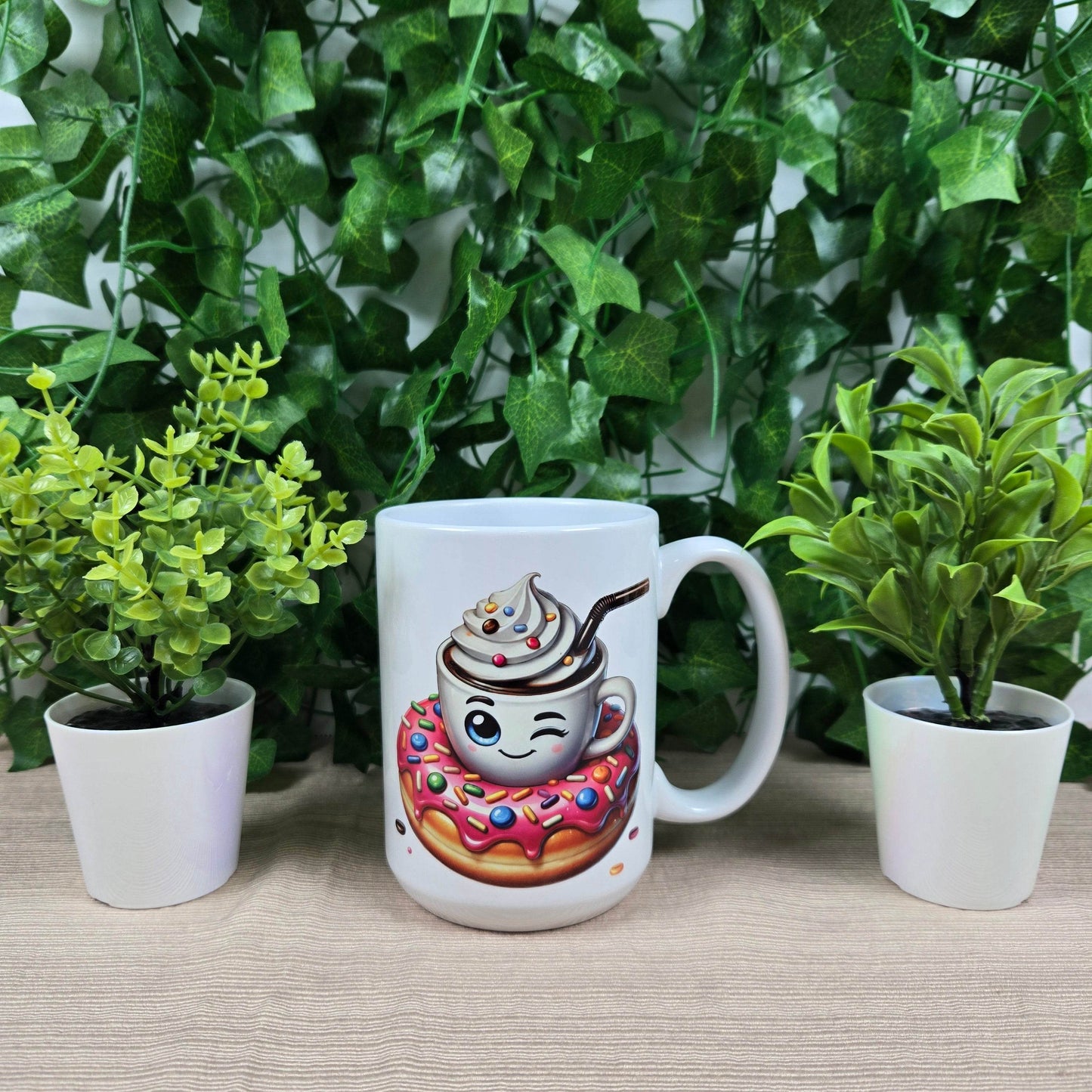 Hot Cocoa and Donut 11oz or 15oz Coffee Mug - Vegas Custom Creations