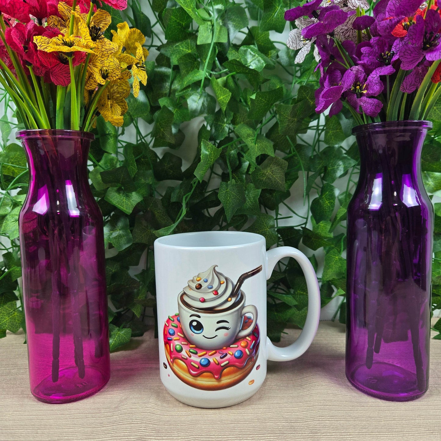 Hot Cocoa and Donut 11oz or 15oz Coffee Mug - Vegas Custom Creations