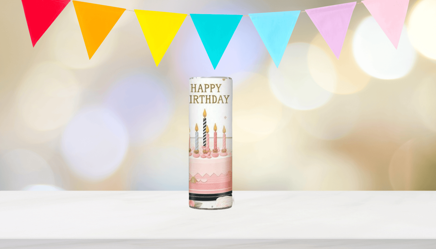 Happy Birthday with Cake Tumbler - Vegas Custom Creations