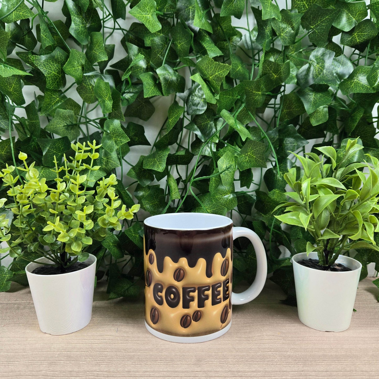 Inflated Coffee with Coffee Beans Mug - Vegas Custom Creations