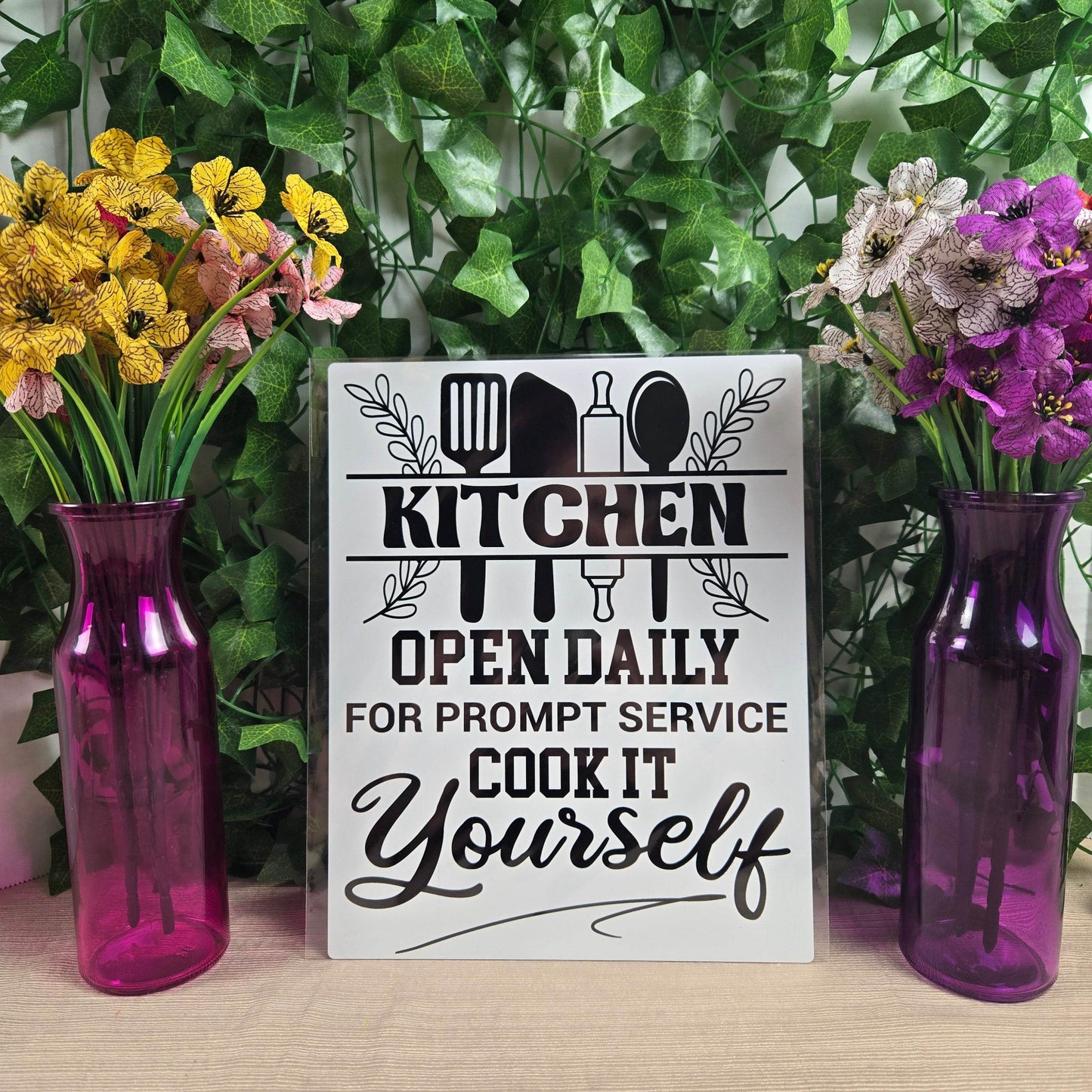 Kitchen Open Daily, for Prompt Service Cook it Yourself Aluminum Sign 8x10 - Vegas Custom Creations