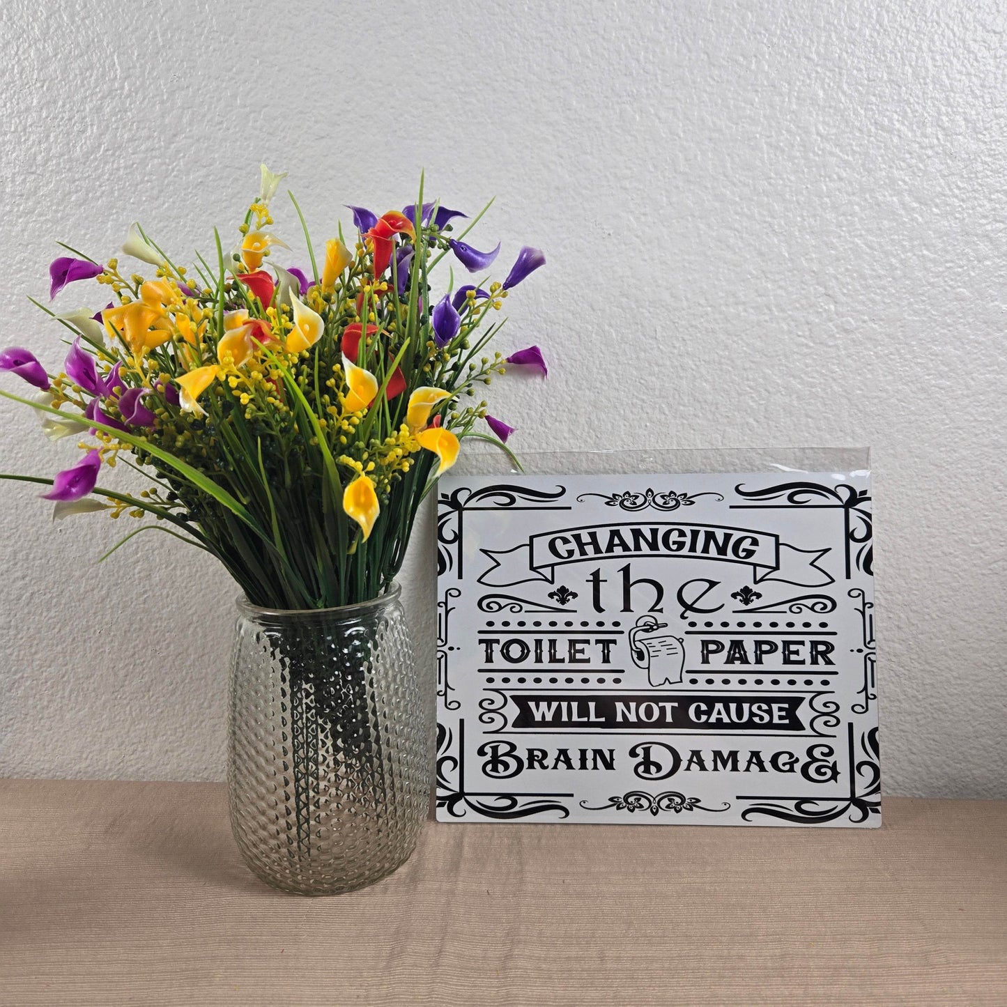 Changing the Toilet Paper will NOT cause Brain Damage Aluminum Sign 8x10 - Vegas Custom Creations