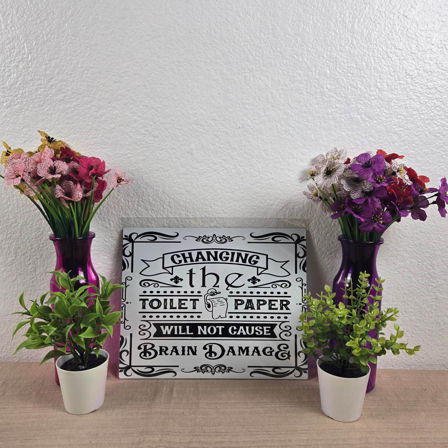 Changing the Toilet Paper will NOT cause Brain Damage Aluminum Sign 8x10 - Vegas Custom Creations