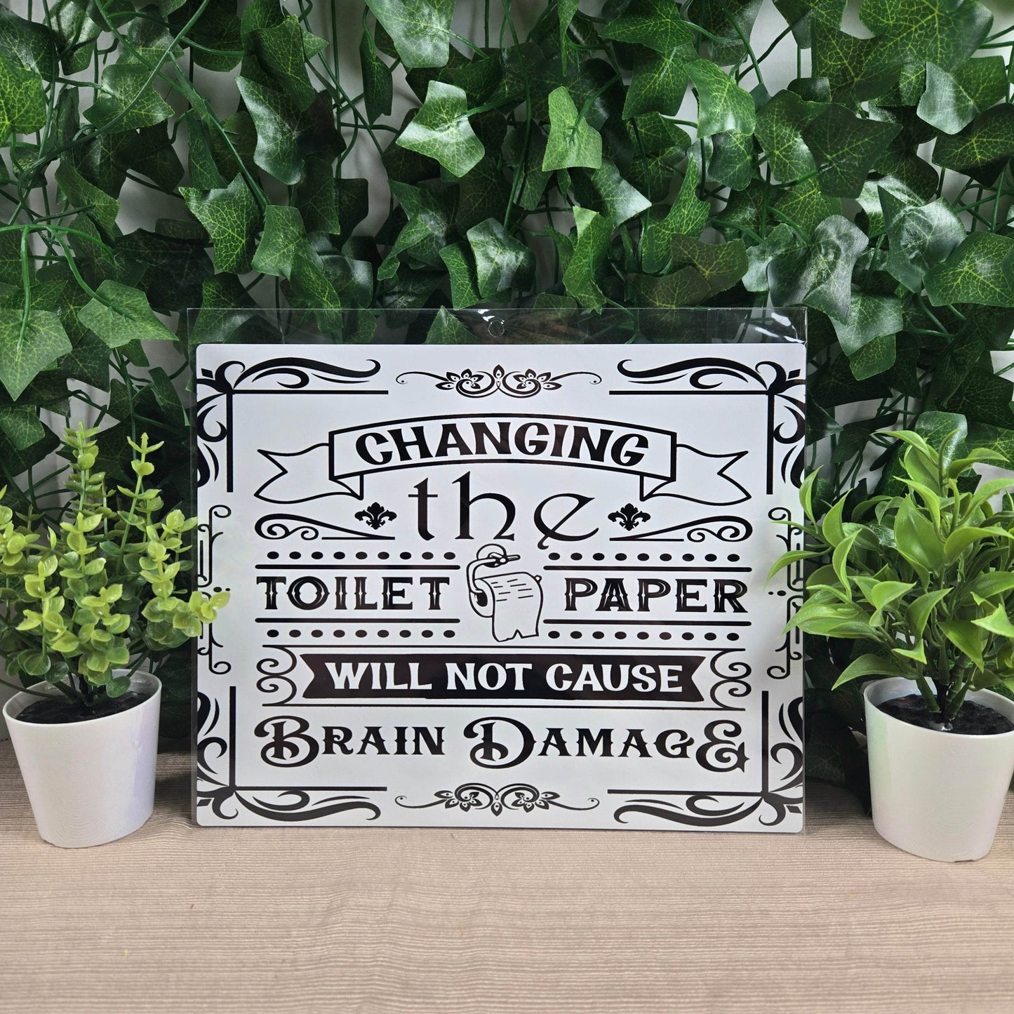 Changing the Toilet Paper will NOT cause Brain Damage Aluminum Sign 8x10 - Vegas Custom Creations