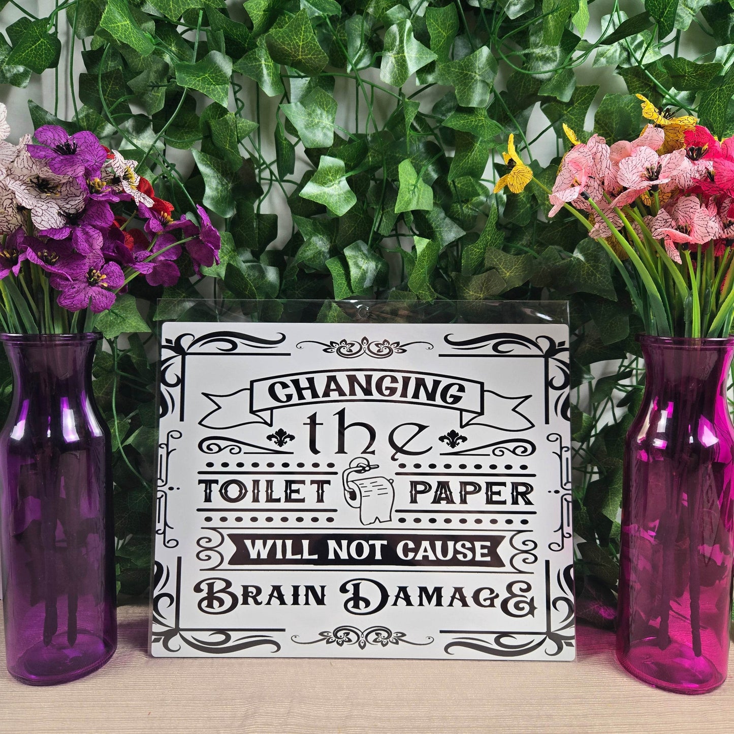 Changing the Toilet Paper will NOT cause Brain Damage Aluminum Sign 8x10 - Vegas Custom Creations