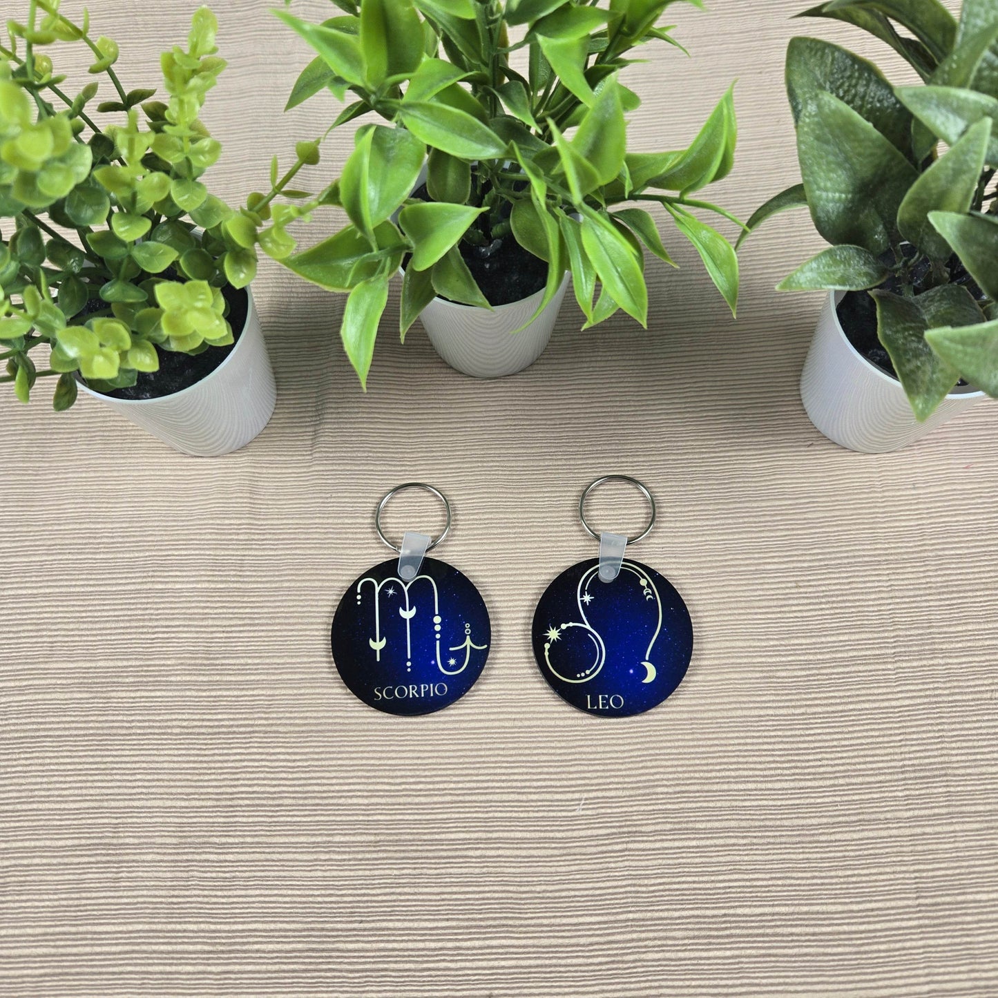 Zodiac Stars Constellation Round Key Chain (Multiple Designs Available) - Vegas Custom Creations