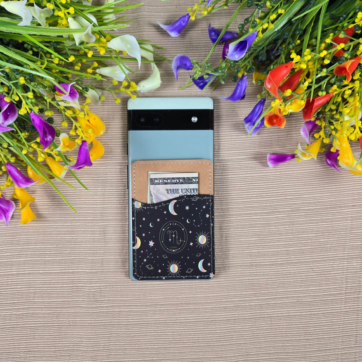 Zodiac Stars, Sun and Moon Cell Phone Wallet (Multiple designs available) - Vegas Custom Creations