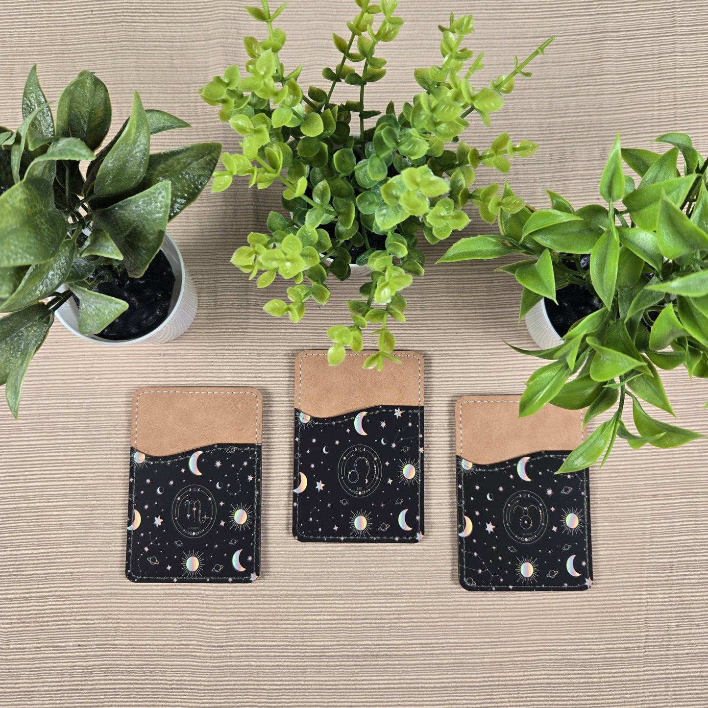 Zodiac Stars, Sun and Moon Cell Phone Wallet (Multiple designs available) - Vegas Custom Creations