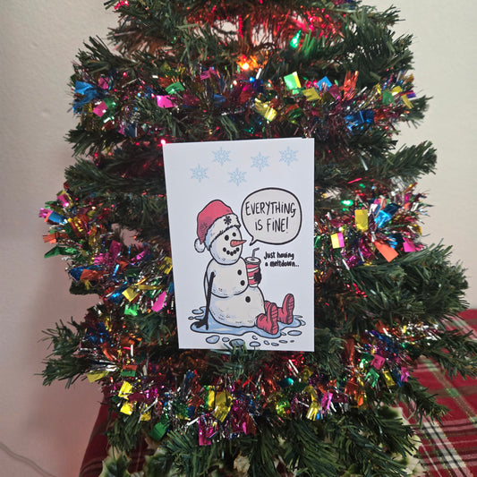 5-Pack Snowman "Everything is Fine" Christmas Cards – 4x6 with Envelopes & Stickers