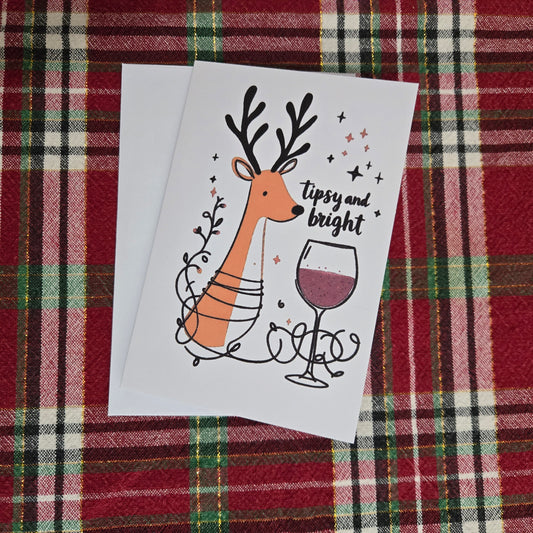 5-Pack Tipsy and Bright Christmas Cards – 4x6 with Envelopes & Stickers