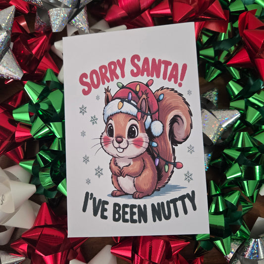 5-Pack Sorry Santa, I've Been Nutty Christmas Cards – 4x6 with Envelopes & Stickers