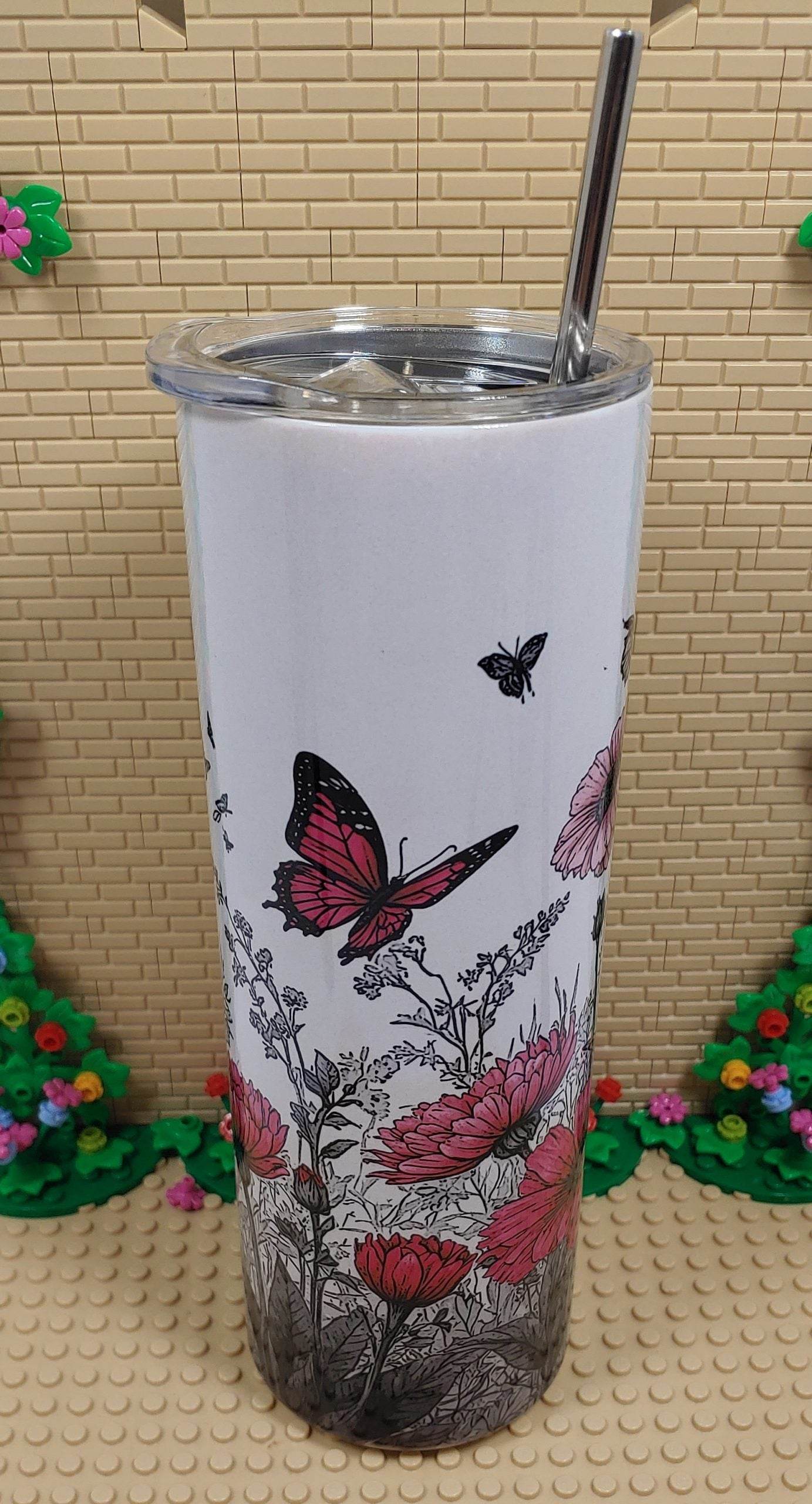 Butterflies and flowers Tumbler - Vegas Custom Creations
