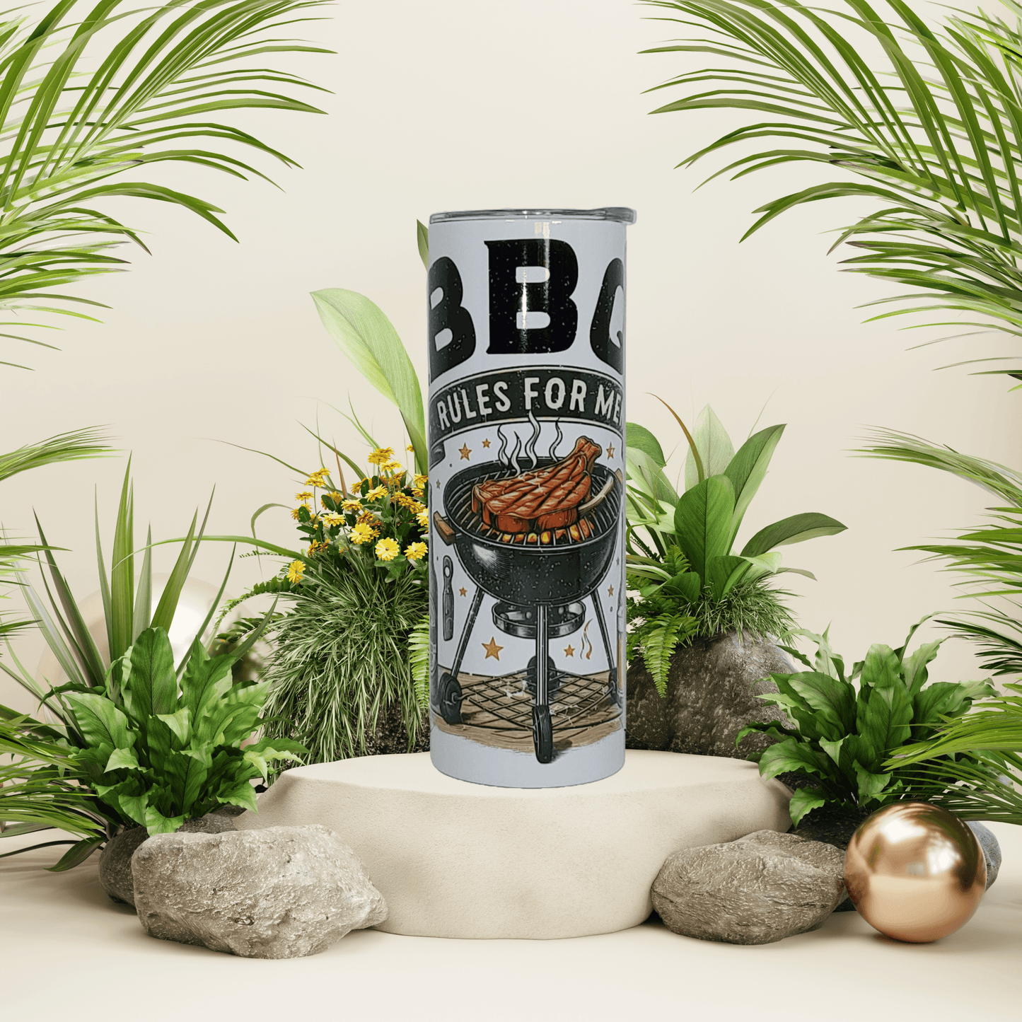 BBQ Rules For Men Tumbler - Vegas Custom Creations