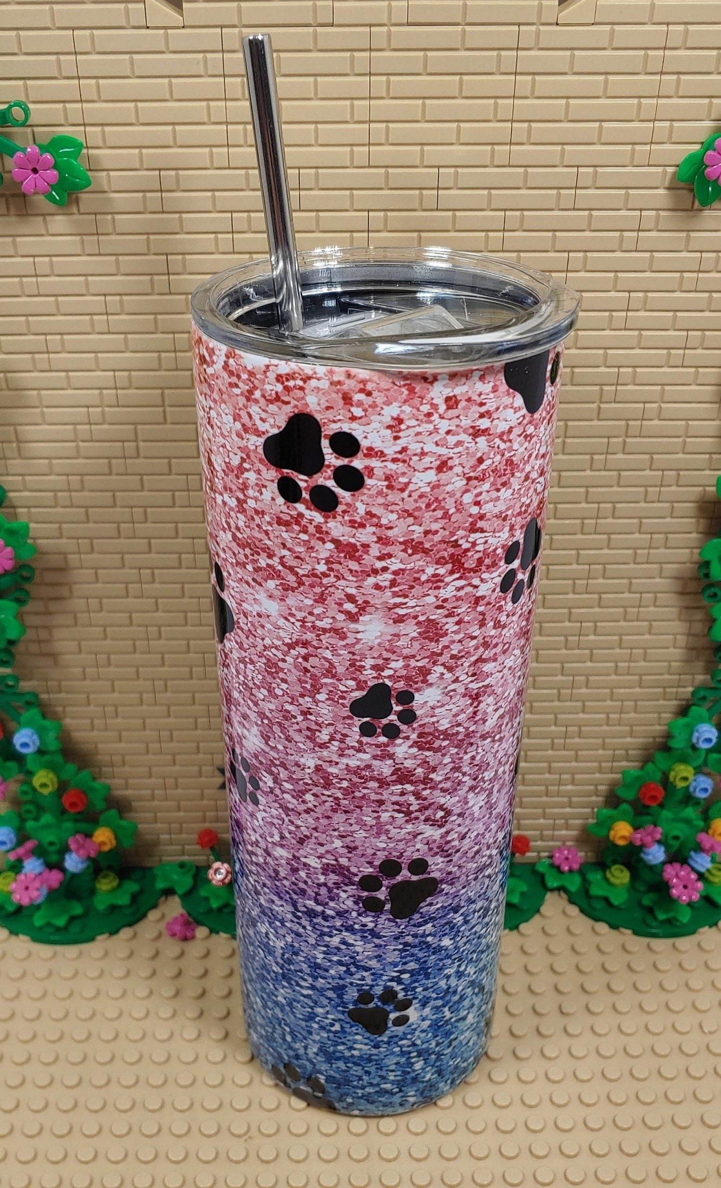 Paw Print Glittery Tumbler - Vegas Custom Creations