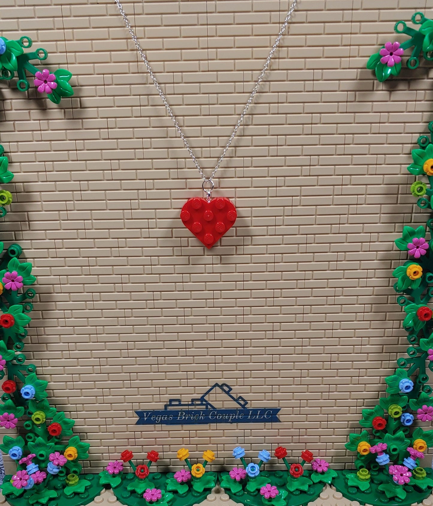 18" Silver Plated Lego® Red Heart Necklace image 1