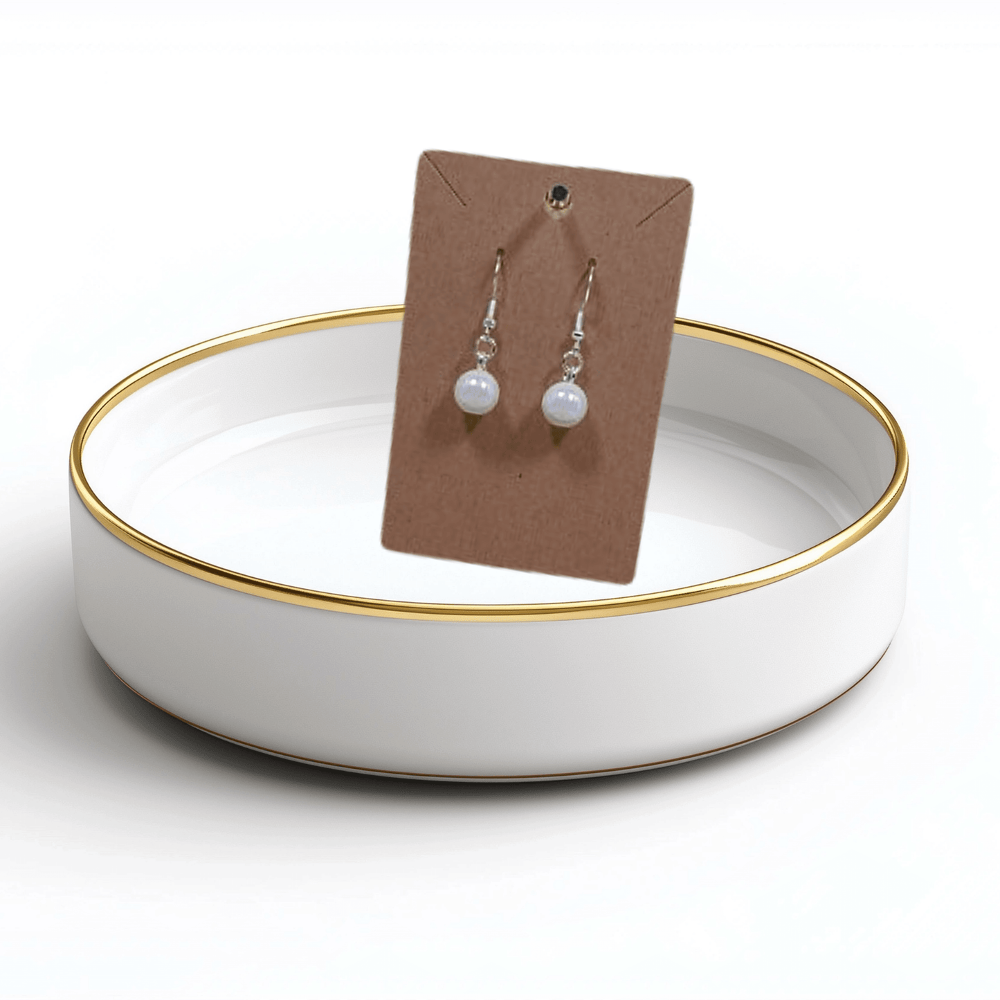 Beautiful Round Pearl Like Dangling Silver Plated Hook Earrings - Vegas Custom Creations