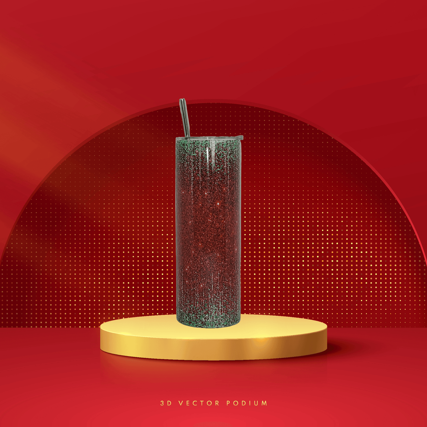 Red and Green Glitter Tumbler - Vegas Custom Creations