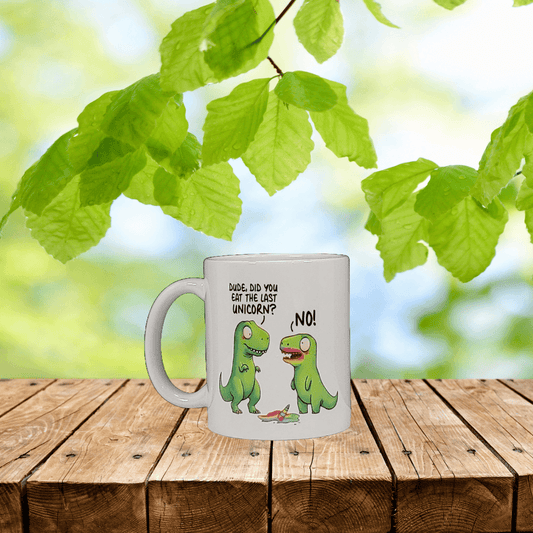 Funny Dinosaurs eating a Unicorn Mug - Vegas Custom Creations