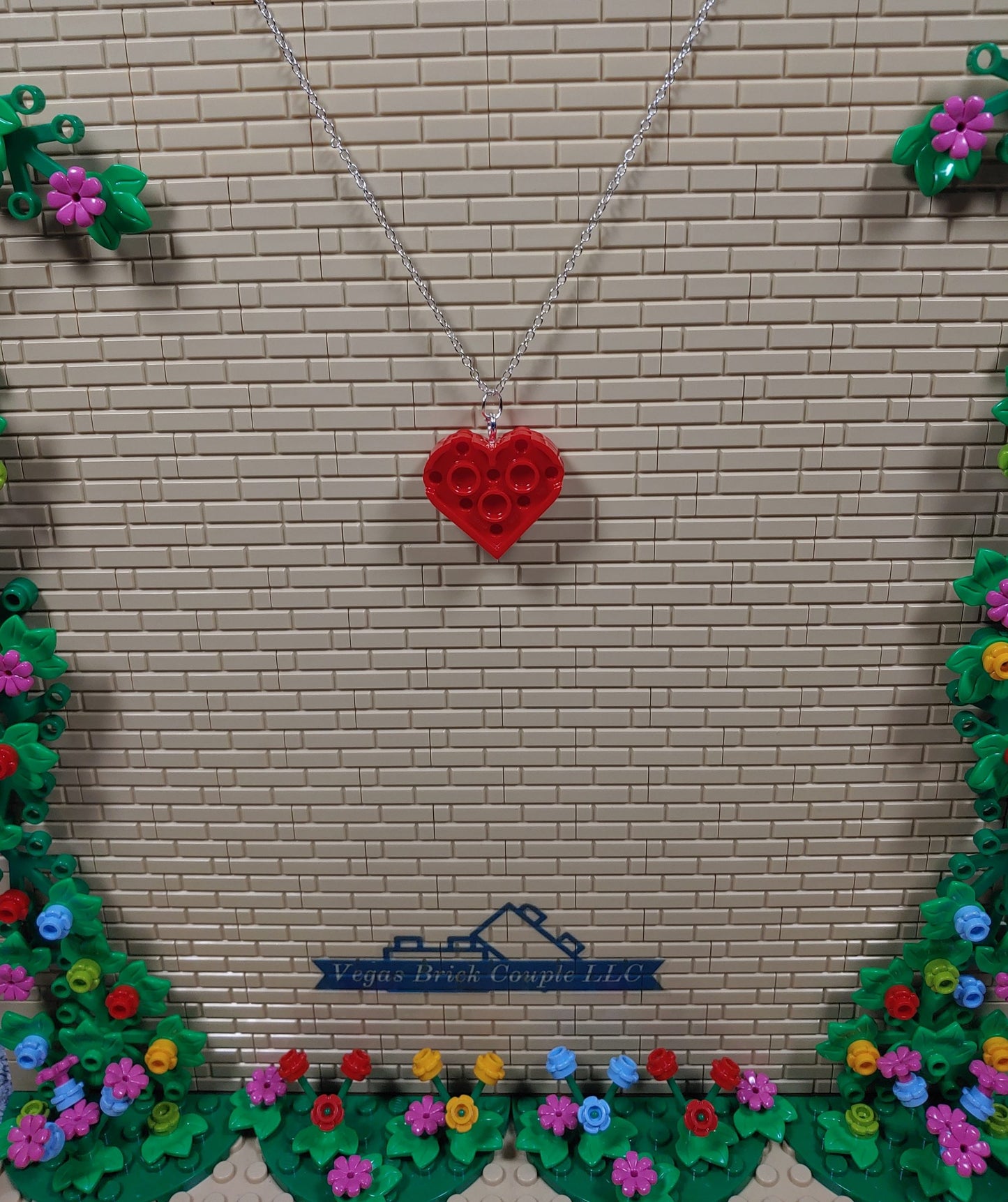 18" Silver Plated Lego® Red Heart Necklace image 3