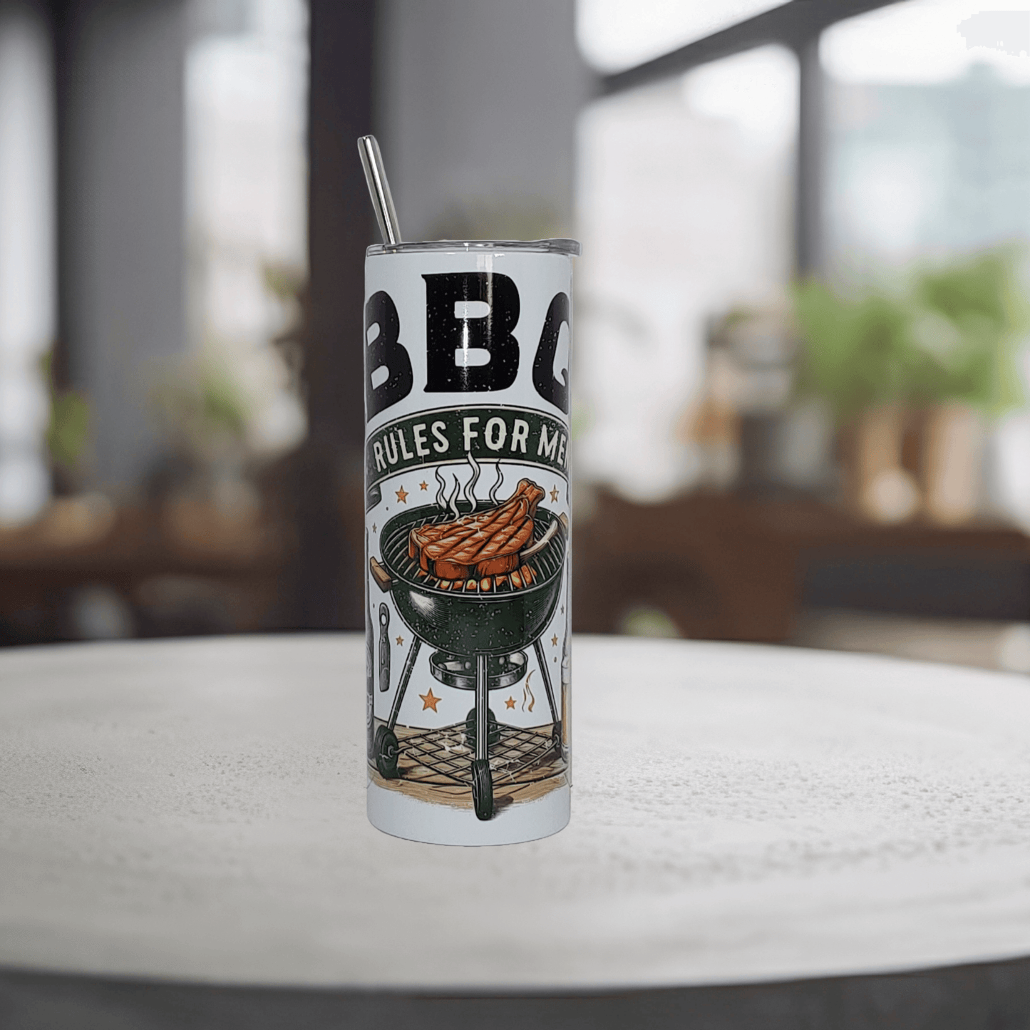 BBQ Rules For Men Tumbler - Vegas Custom Creations