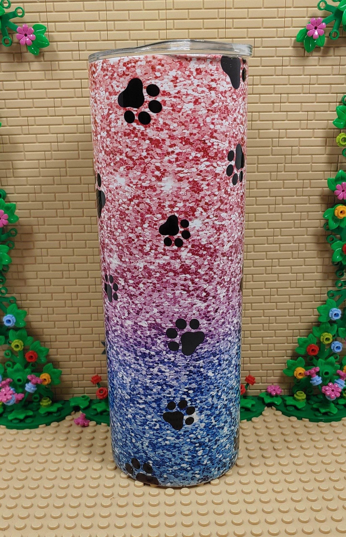 Paw Print Glittery Tumbler - Vegas Custom Creations