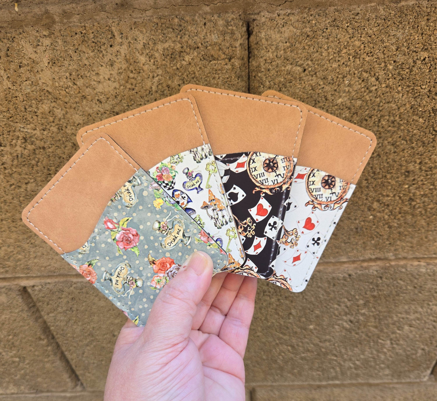 Alice Inspired Adhesive Cell Phone Wallet (Multiple designs available) - Vegas Custom Creations