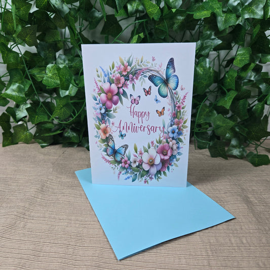 Floral Butterfly Anniversay Card