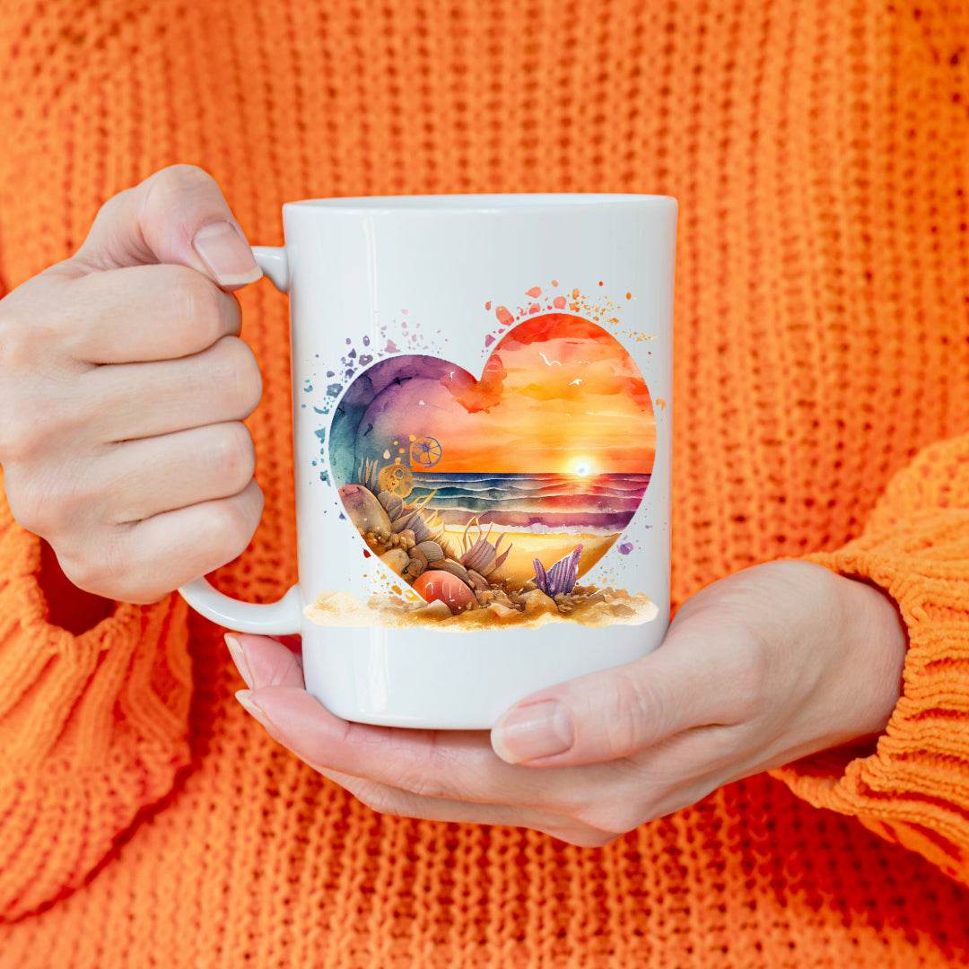 Beautiful Beach Scene in Heart Mug - Vegas Custom Creations