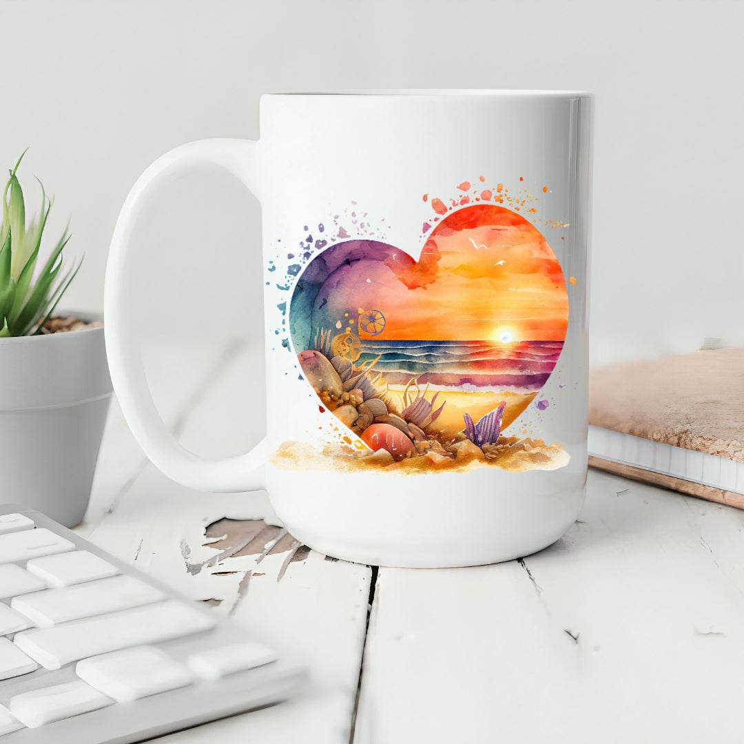 Beautiful Beach Scene in Heart Mug - Vegas Custom Creations