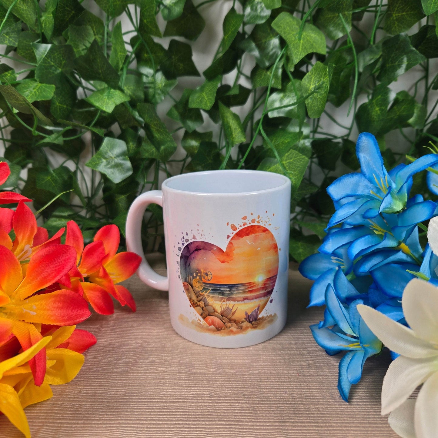 Beautiful Beach Scene in Heart Mug - Vegas Custom Creations