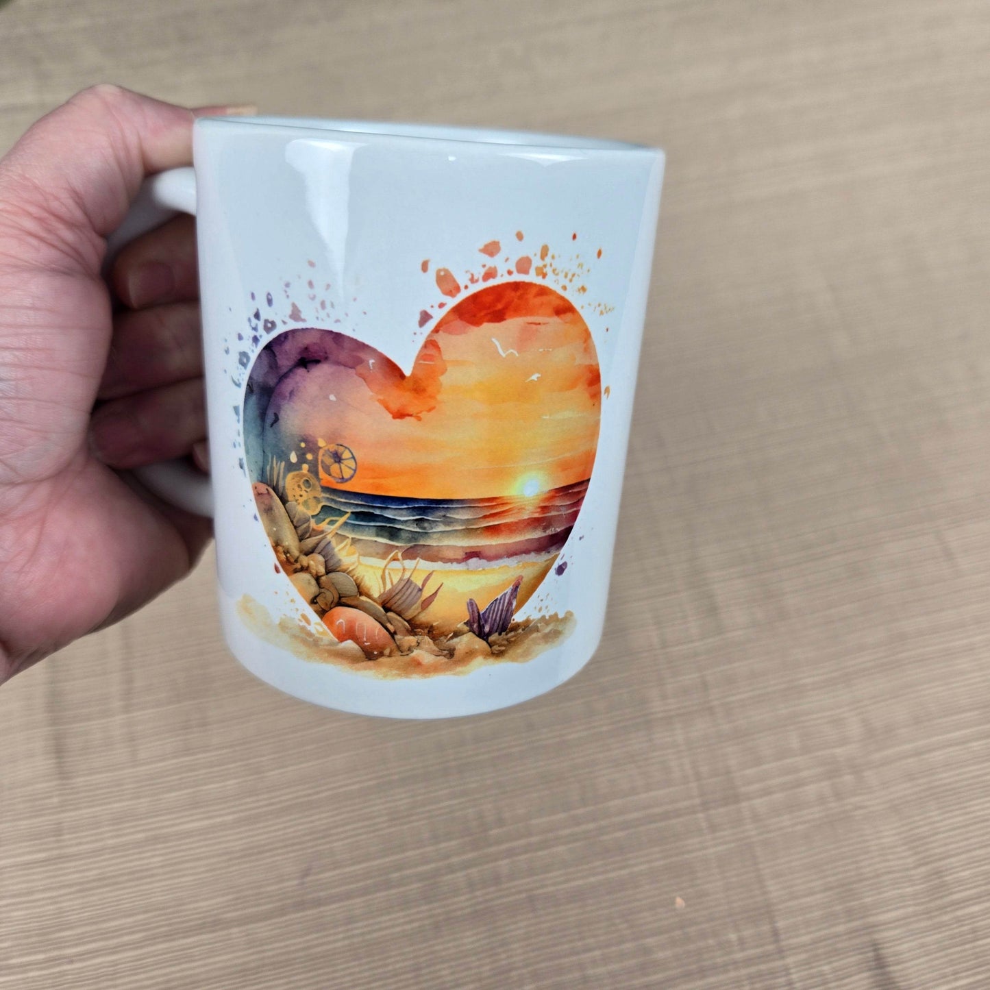 Beautiful Beach Scene in Heart Mug - Vegas Custom Creations