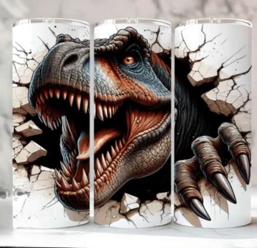Awesome Breakout T-Rex 20oz Skinny Tumbler - Vegas Custom Creations
