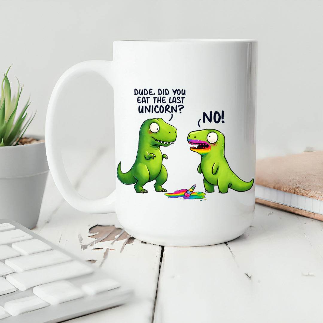 Funny Dinosaurs eating a Unicorn Mug - Vegas Custom Creations