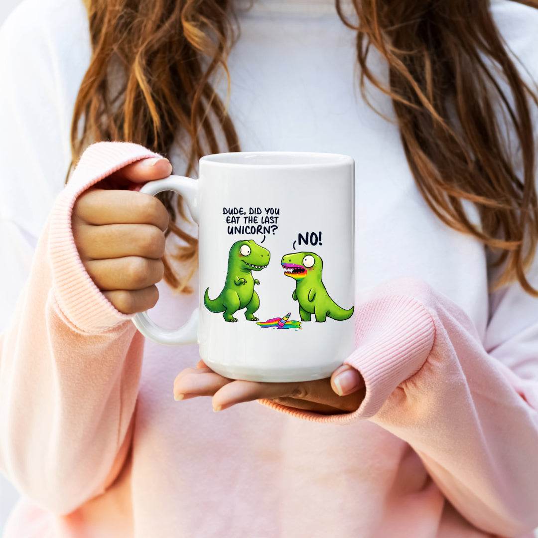 Funny Dinosaurs eating a Unicorn Mug - Vegas Custom Creations