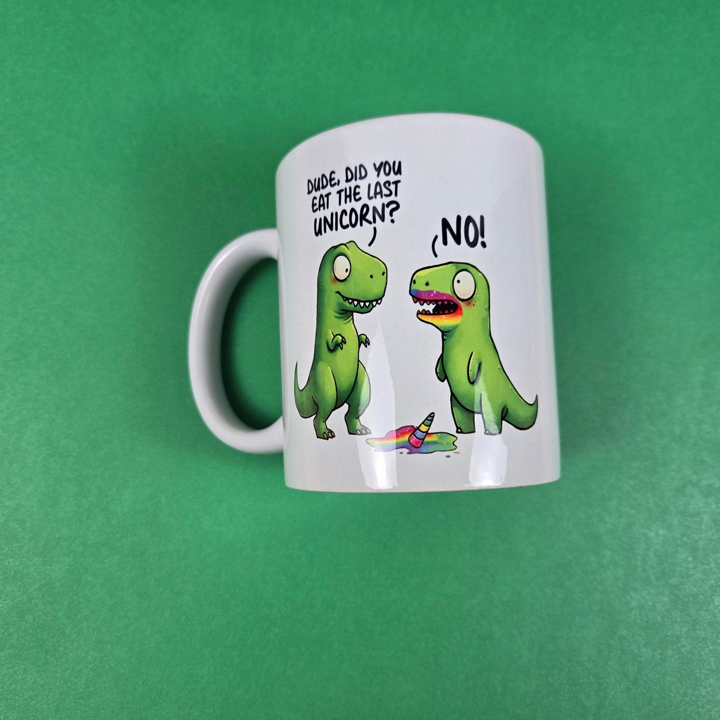Funny Dinosaurs eating a Unicorn Mug - Vegas Custom Creations