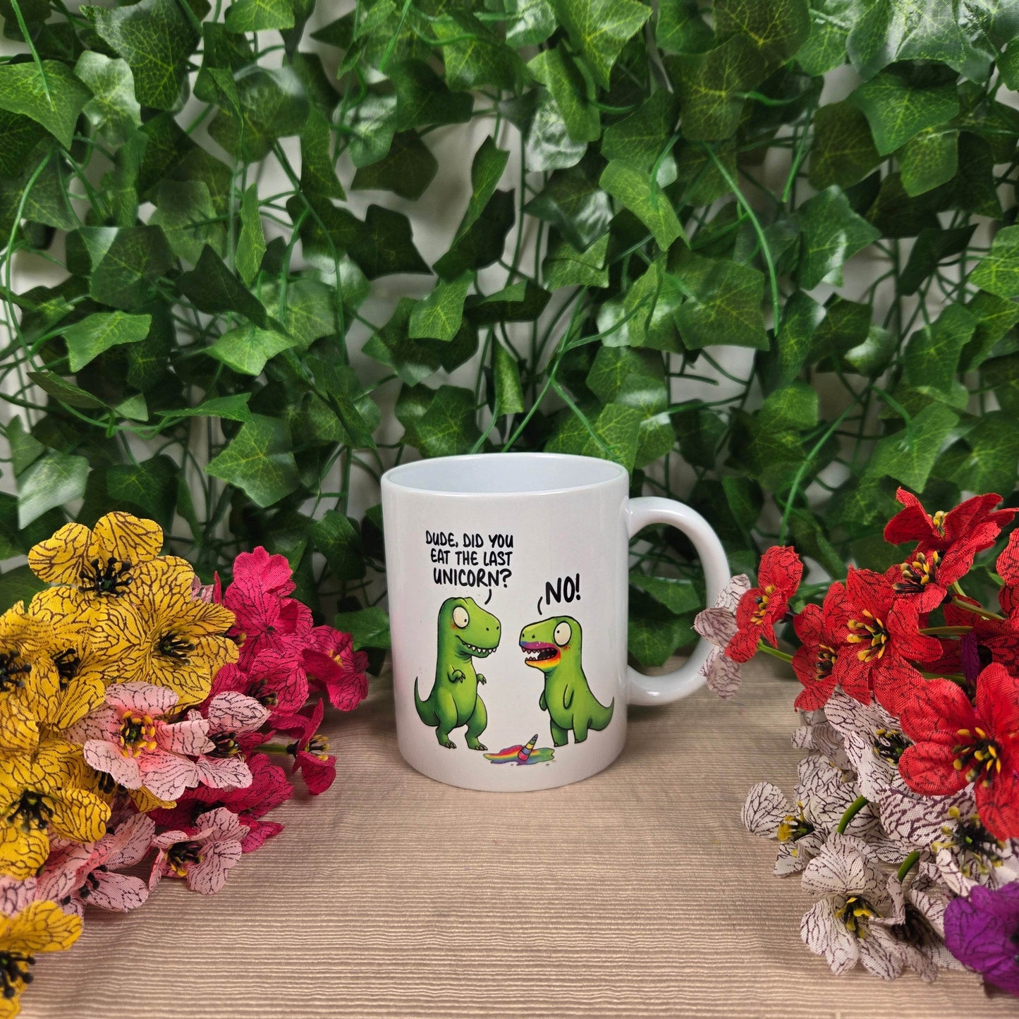 Funny Dinosaurs eating a Unicorn Mug - Vegas Custom Creations