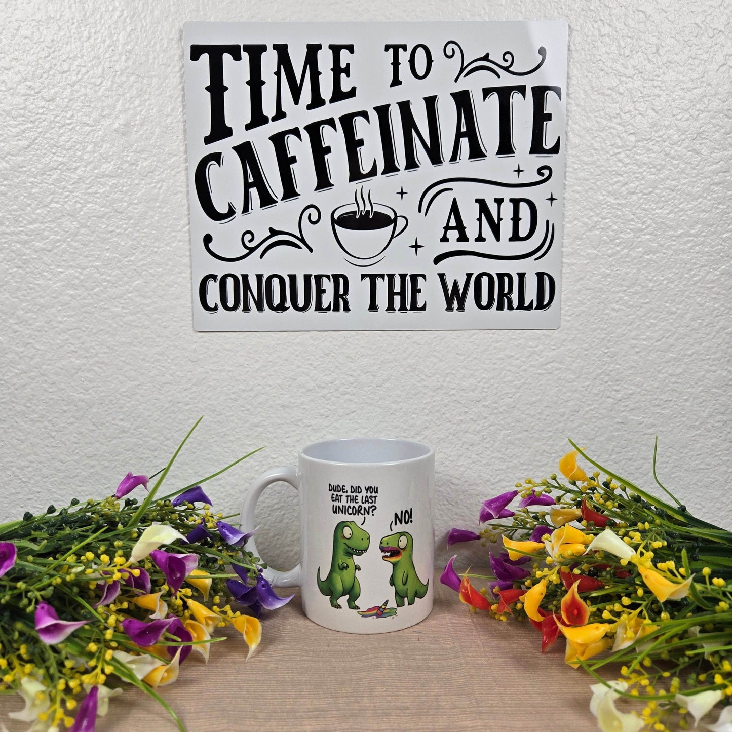 Funny Dinosaurs eating a Unicorn Mug - Vegas Custom Creations