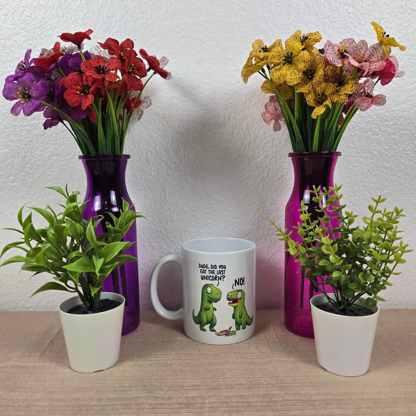 Funny Dinosaurs eating a Unicorn Mug - Vegas Custom Creations