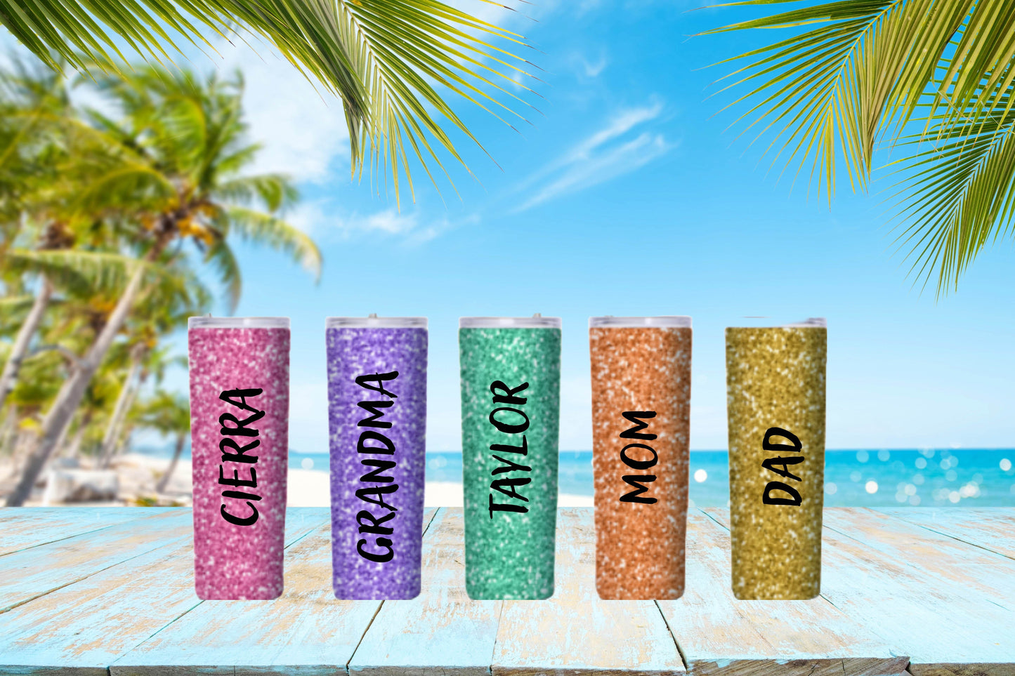 Personalized Text Glitter Tumbler - Vegas Custom Creations