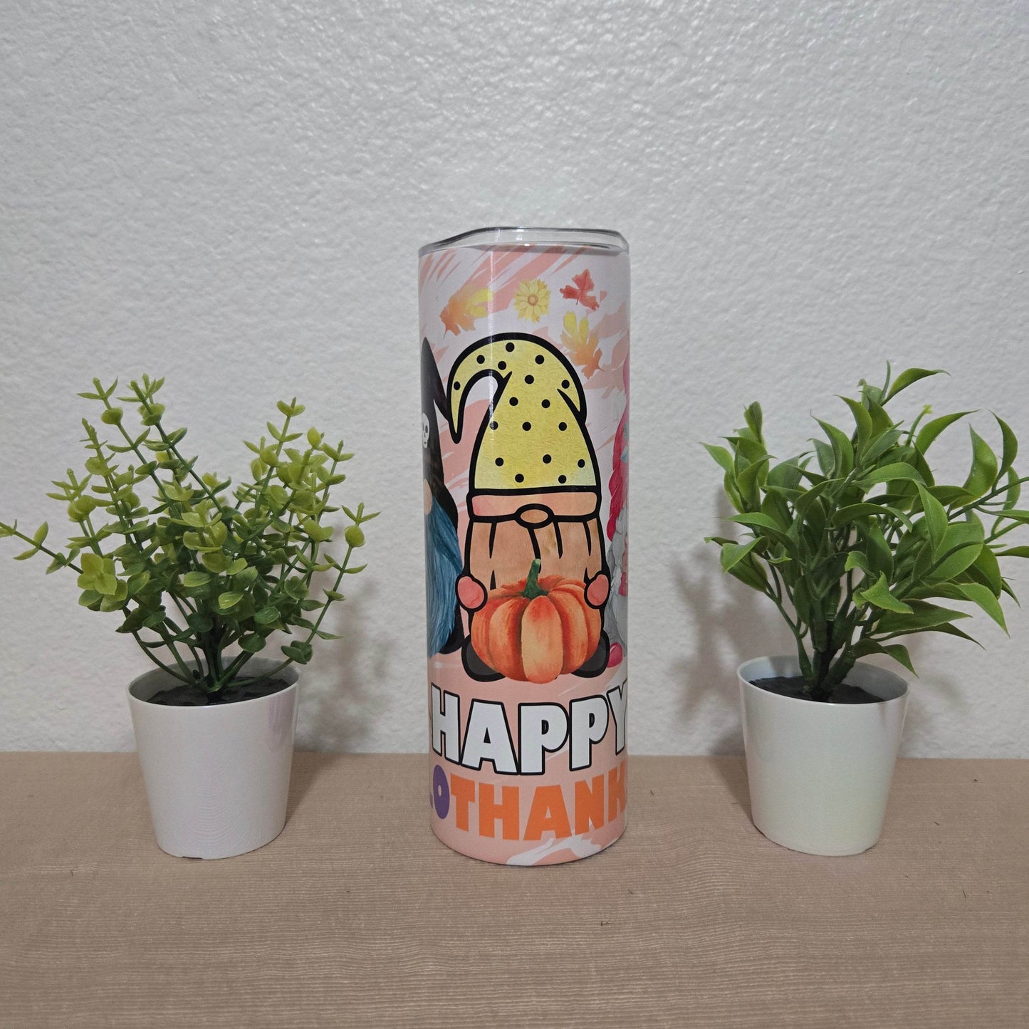 Happy HalloThankMas Gnome 20oz Skinny Tumbler - Vegas Custom Creations