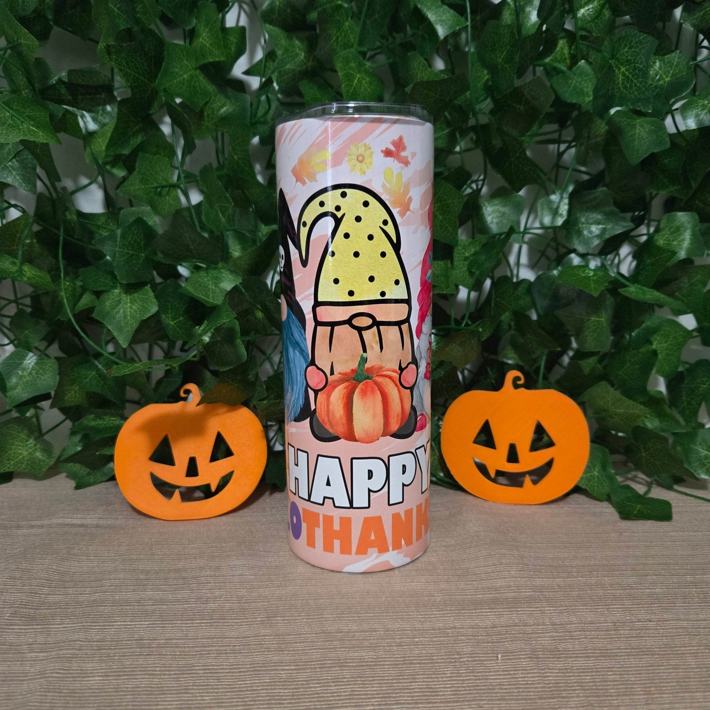 Happy HalloThankMas Gnome 20oz Skinny Tumbler - Vegas Custom Creations