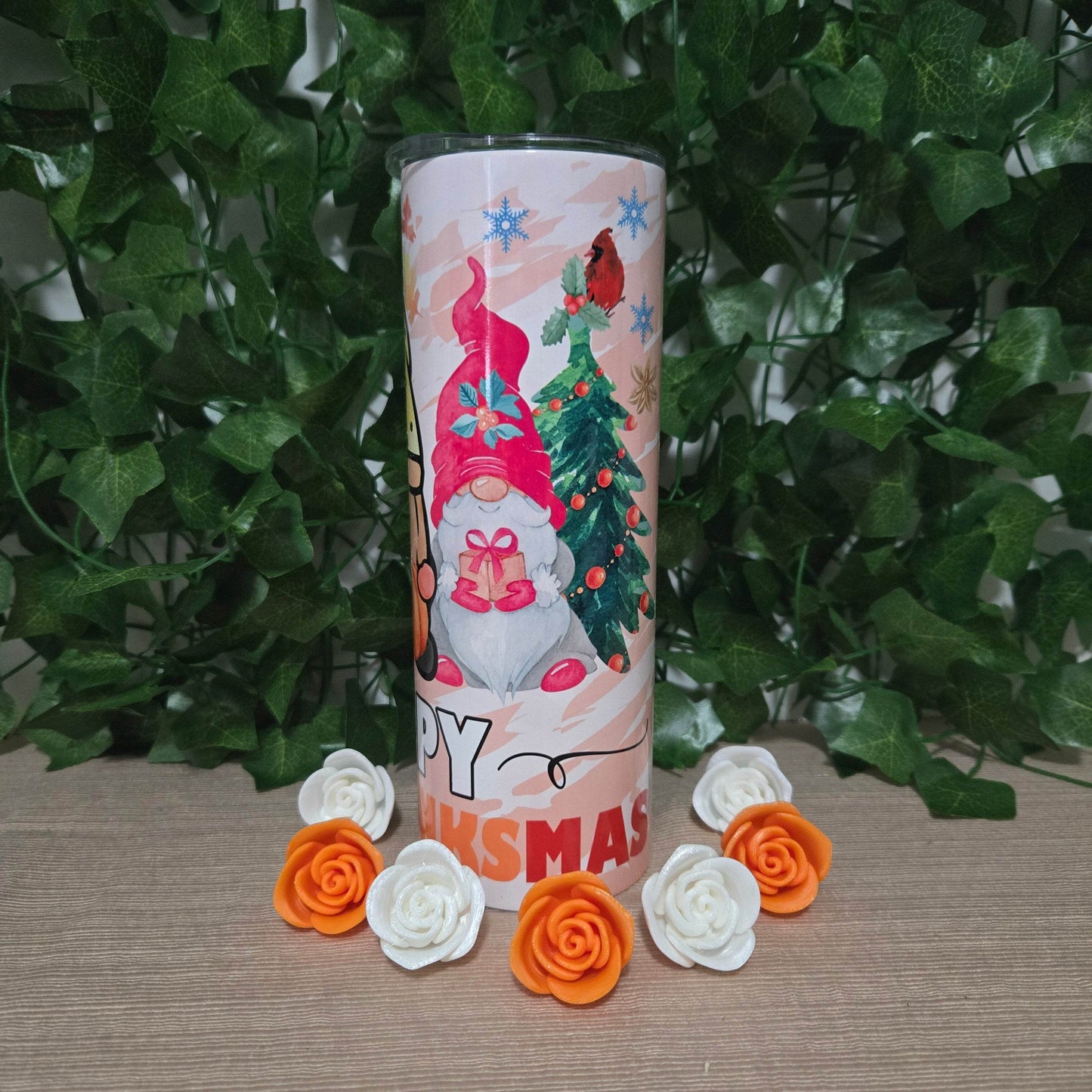 Happy HalloThankMas Gnome 20oz Skinny Tumbler - Vegas Custom Creations