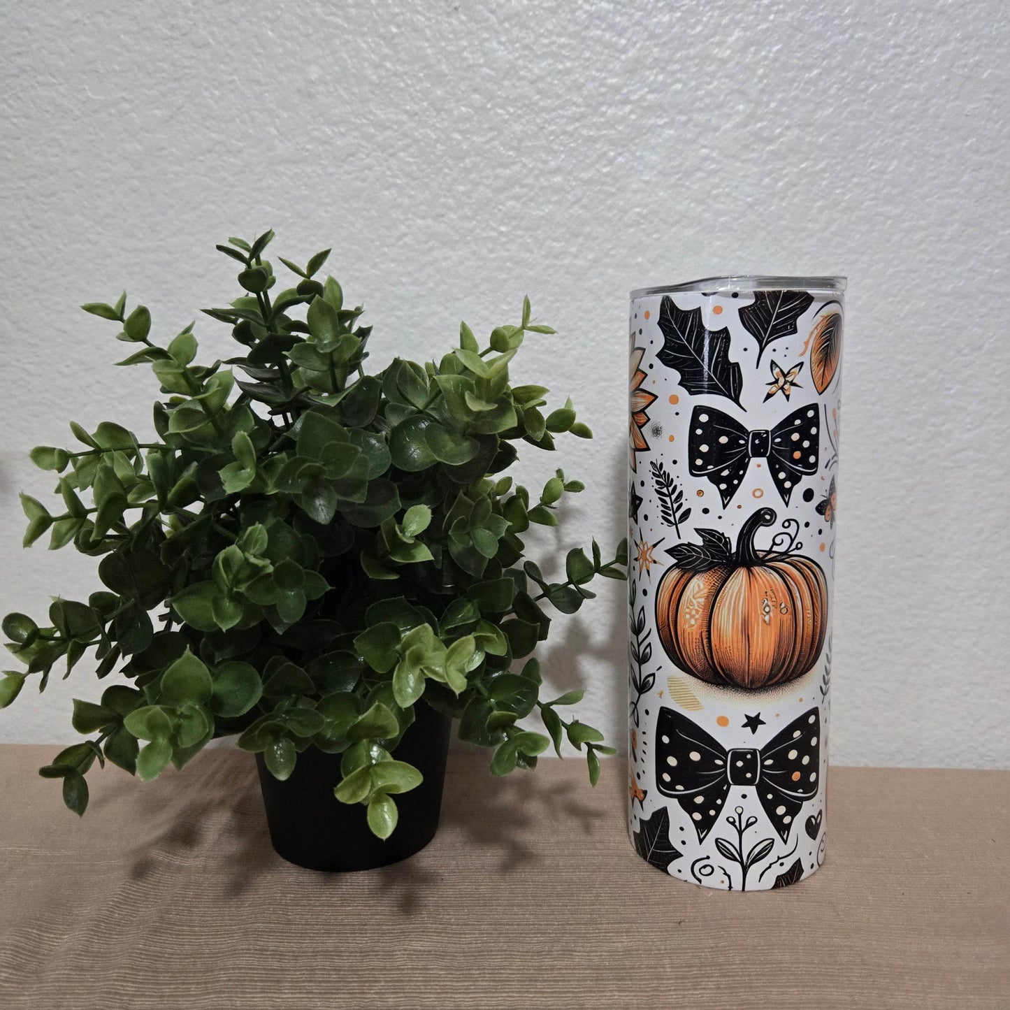 Fall Cute Pumpkin and Bows 20oz Skinny Tumbler - Vegas Custom Creations