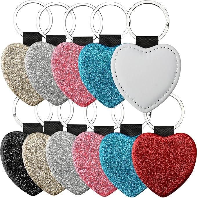 Personalized Photo or Text Glitter Heart Key Chain - Vegas Custom Creations